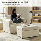 Sophie Contemporary Oversized Slipcovered Armchair and Ottoman with Lockable Rear Wheels - image 19