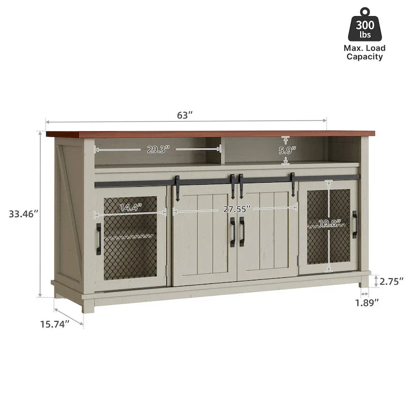 Moasis Farmhouse Industrial Sideboard Buffet Cabinet with Doors and Shelving - image 3