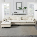 110-Inch L-Shaped 5-Seater Sectional Sofa with Removable Ottoman, Cloud Chenille Fabric, and 5 Cushions - image 5