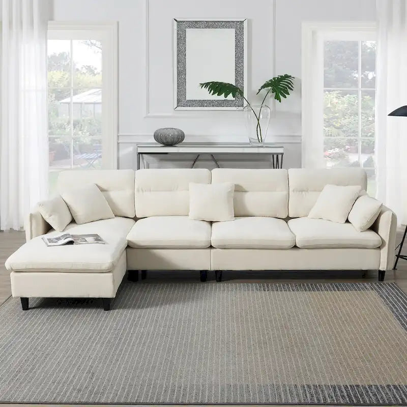 110-Inch L-Shaped 5-Seater Sectional Sofa with Removable Ottoman, Cloud Chenille Fabric, and 5 Cushions - image 5