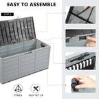 Ktaxon 75gal Outdoor Garden Plastic Storage Deck Box Chest Tools Cushions Toys Black - image 9