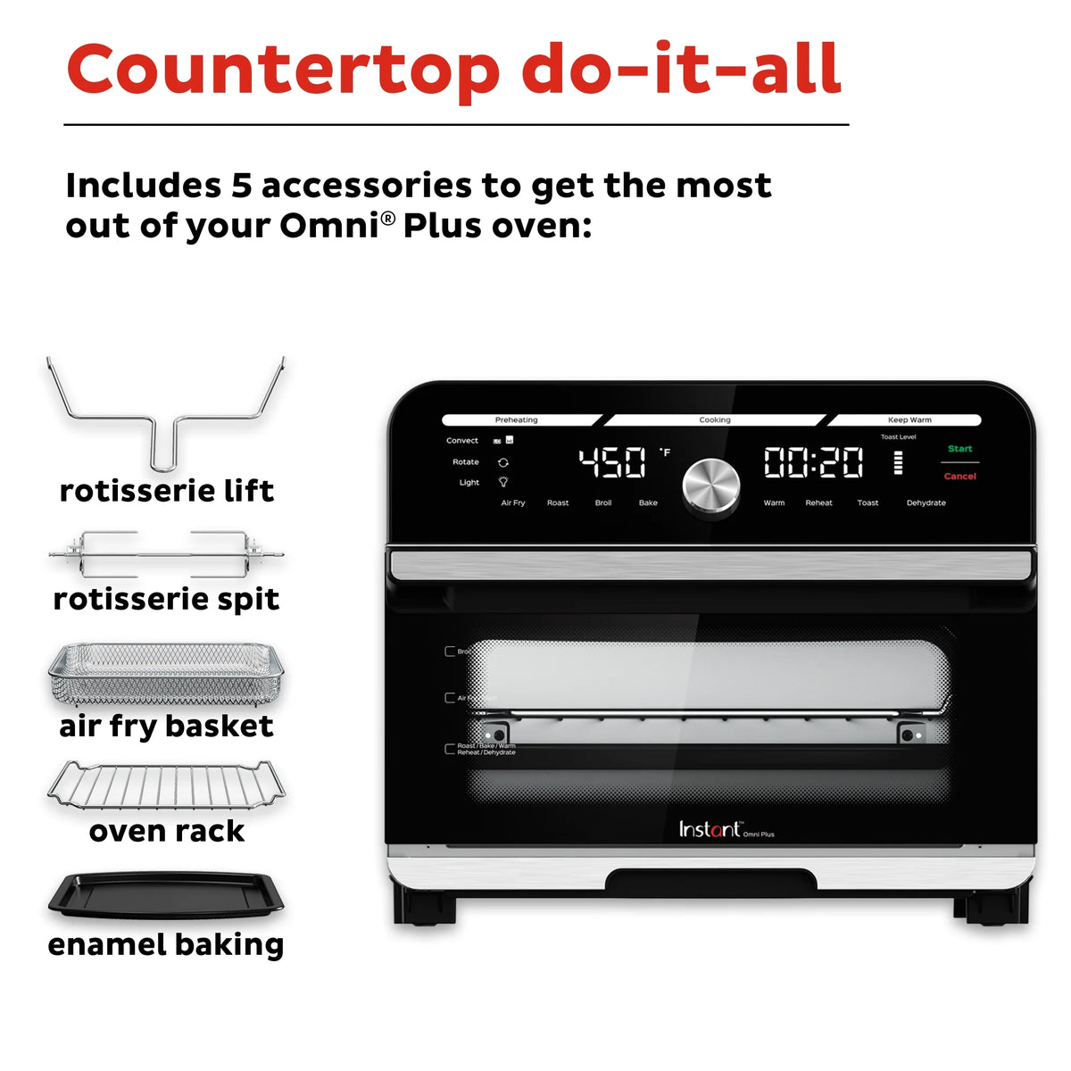 Instant Omni Plus 18 L Air Fryer Toaster Oven Combo with 10 - in - 1 Functions, from the Makers of Instant Pot - image 5
