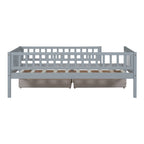 Holaki Twin Size Wood Bed with Guardrails and 2 Storage Drawers for Kids, Gray - image 8