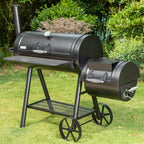 941 Sq.in. Overlarge BBQ Charcoal Grill with Offset Smoker, Black - image 1