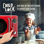 Nostalgia Retro Compact Countertop Microwave Oven - 0.7 Cu. Ft. - 700-Watts with LED Digital Display - Child Lock - Easy Clean Interior - Red - image 4