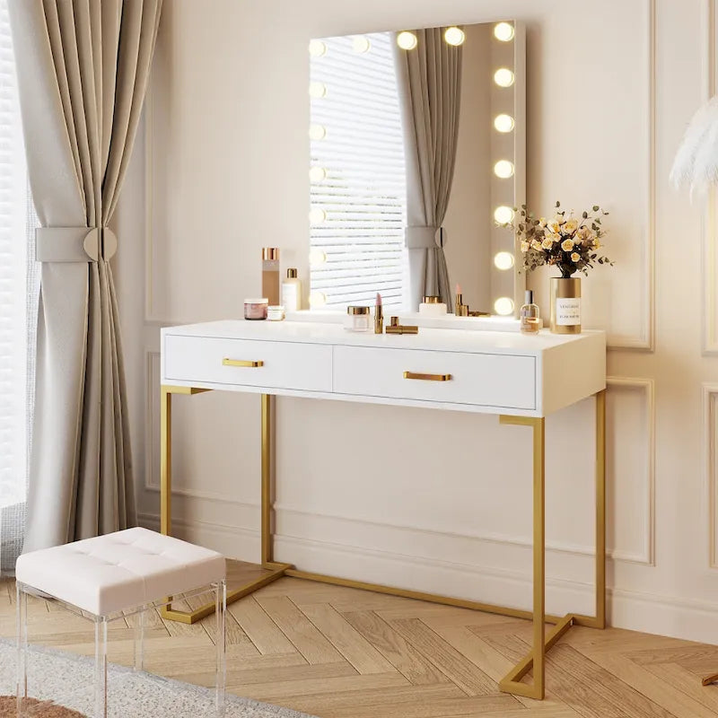Modern Computer Desk with 2 Drawers - Stylish Study Writing Table with Storage for Home Office - image 28
