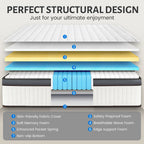 Queen Mattress 10 inch, Hybrid Queen Size Mattress in a Box, Upgrade Innerspring Mattress Queen for Pressure Relief, Medium Firm - image 4