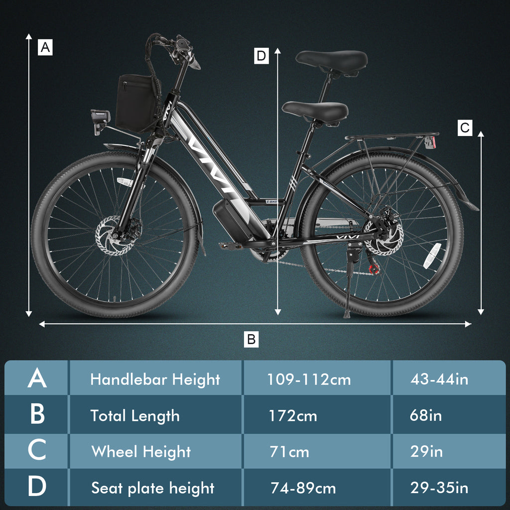 Vivi Electric Bike 26" City Commuter Electric Bike 48V 500W Step - Through Electric Bike 19.8MPH Electric Cruiser - image 22
