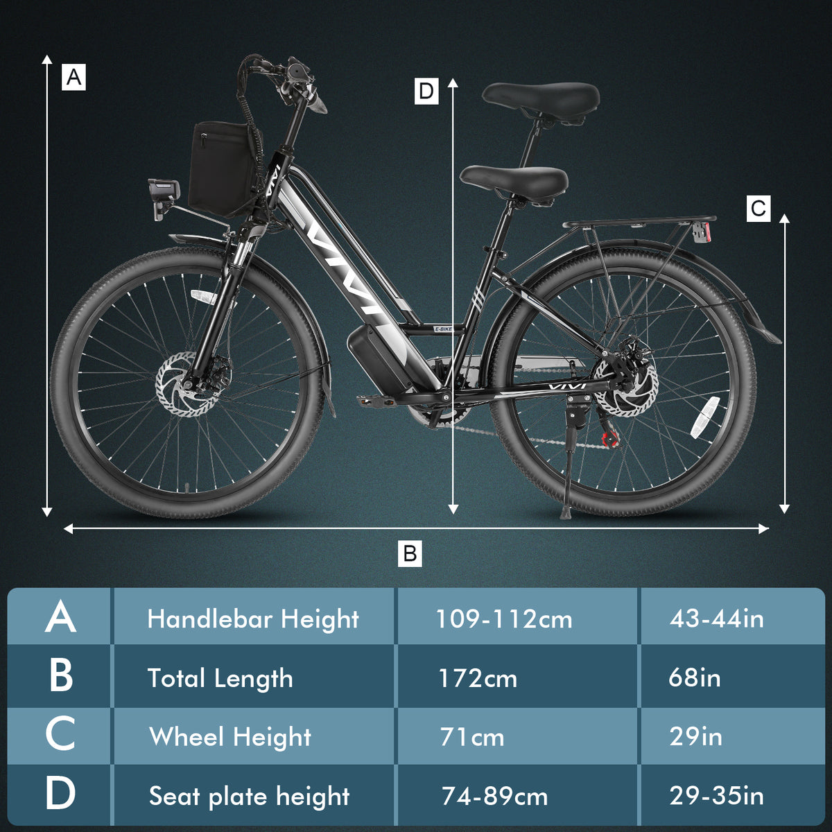 Vivi Electric Bike 26" City Commuter Electric Bike 48V 500W Step - Through Electric Bike 19.8MPH Electric Cruiser - image 22
