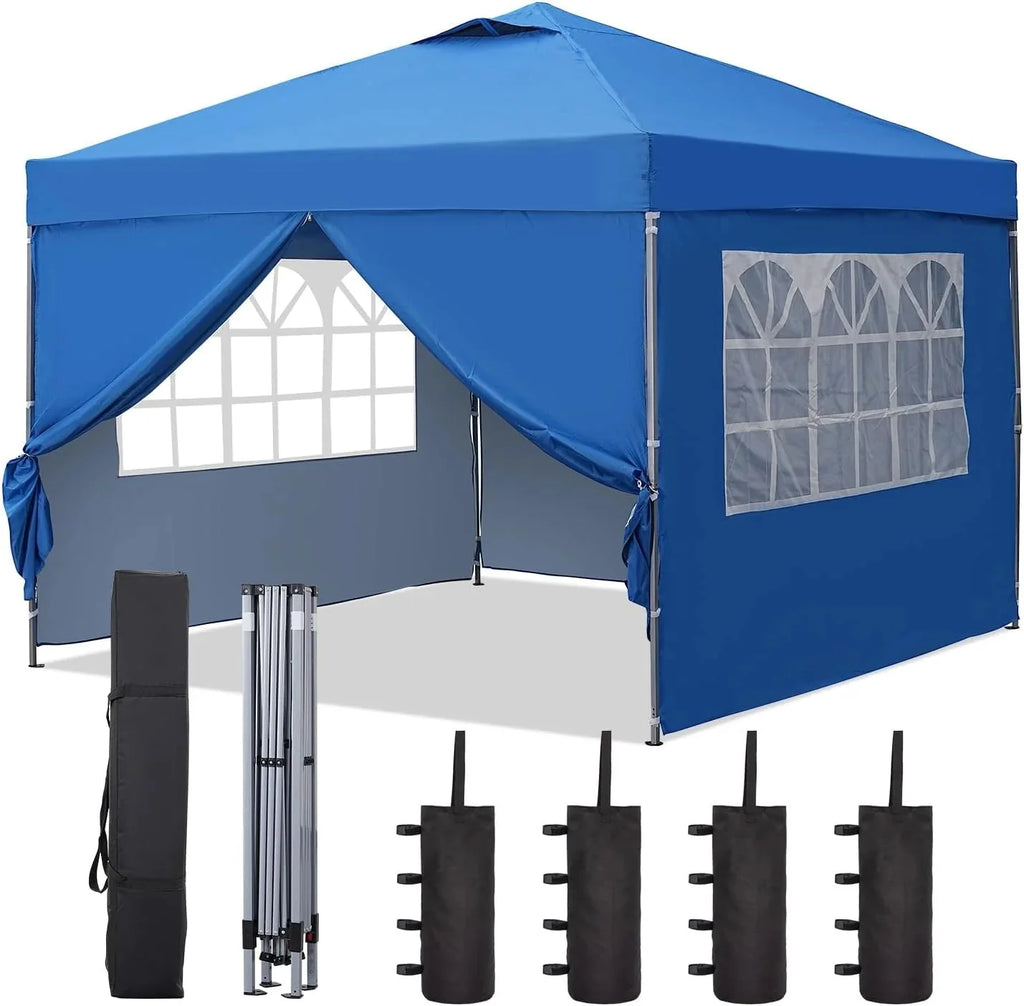 GDY 10x10 Pop Up Canopy Tent, Outdoor Canopy Tent, Patio Tent,Commercial Instant Gazebos,4 Sidewalls, Portable Shelter Canopies, with 4 sandbags, Blue. - image 1