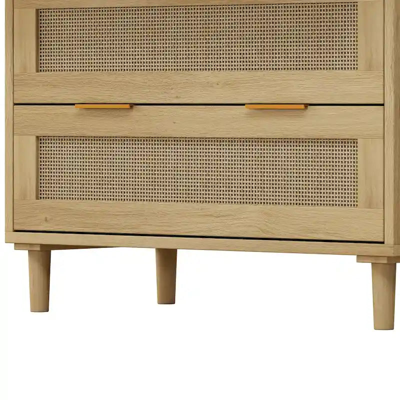 Oak Storage Cabinet with 3 Rattan Drawers - Dimensions: 31.5L x 15.55W x 30.12H - image 3