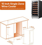 24'' Wine Cooler Refrigerator - 46 Bottle Wine Fridge Dual Zone with Modern Touch Intelligent Digital 40°-65°F Low Noise, Built in or Freestanding Wine Cooler for Home and Kitchen - image 50