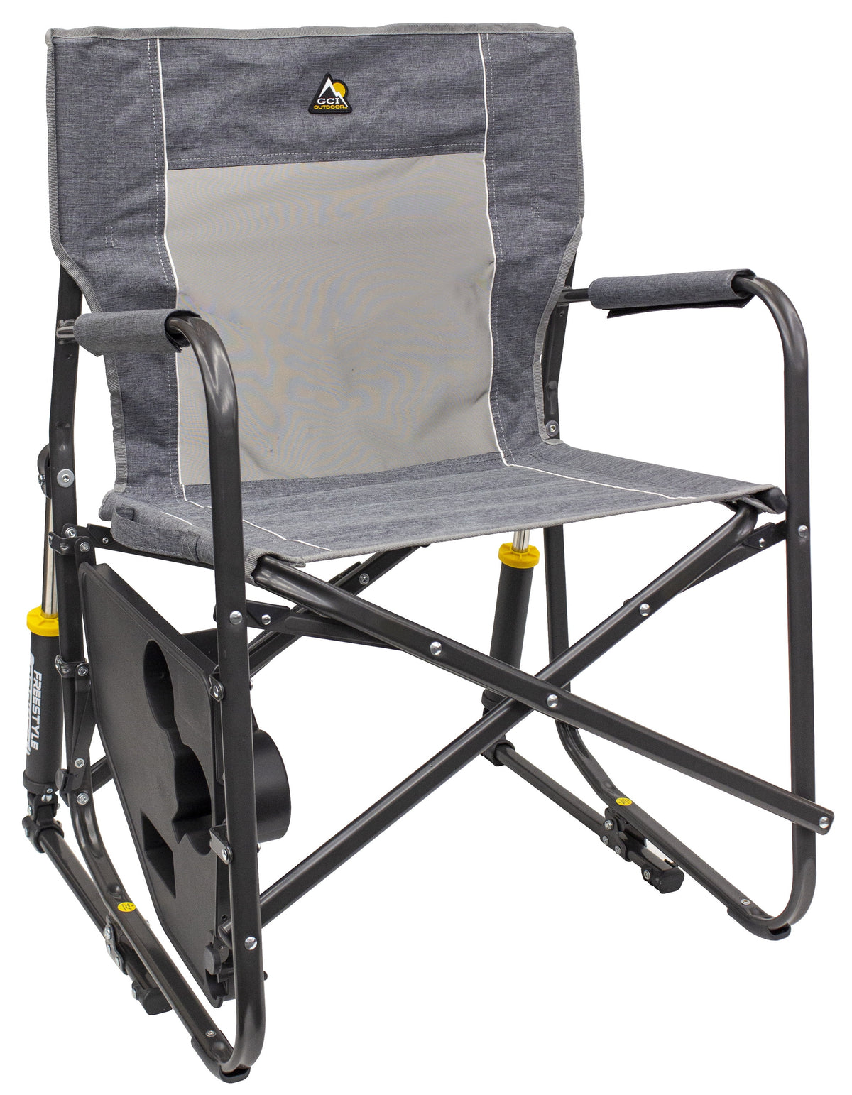 GCI Outdoor Freestyle Rocker with Side Table Foldable Rocking Camp Chair, Heathered Pewter - image 2