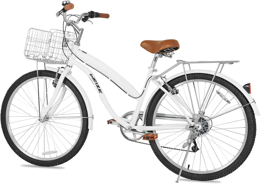 WEIZE Beach Cruiser Bike, 26 inch Commuter Bicycle for Adult Men and Women, 7-Speed/High-Carbon Steel/Front & Rear Fenders, Comfortable City Bikes with Rear Rack or Basket, Ergonomic Upright Design - image 10