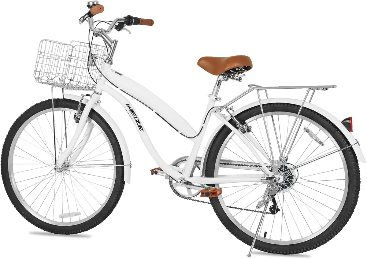 WEIZE Beach Cruiser Bike, 26 inch Commuter Bicycle for Adult Men and Women, 7-Speed/High-Carbon Steel/Front & Rear Fenders, Comfortable City Bikes with Rear Rack or Basket, Ergonomic Upright Design - image 10