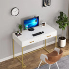 Modern Computer Desk with 2 Drawers - Stylish Study Writing Table with Storage for Home Office - image 5