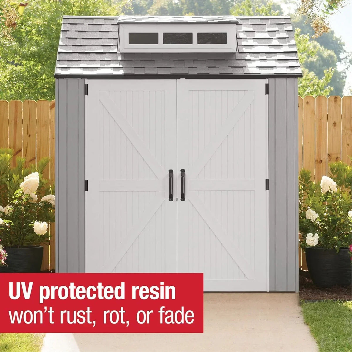 Rubbermaid Resin Outdoor Storage Shed With Floor Weather Resistant Gray Organization for Home - image 32