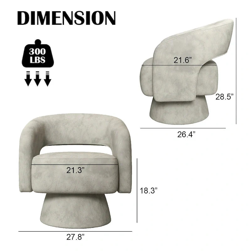 Modern Upholstered Armchair with 360-Degree Swivel Design - image 5