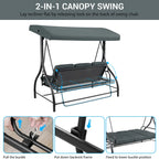 Pirecart 3 Person Patio Porch Swing Outdoor Converting Swing Glider Hammock with Adjustable Canopy, Cushions, Red - image 27