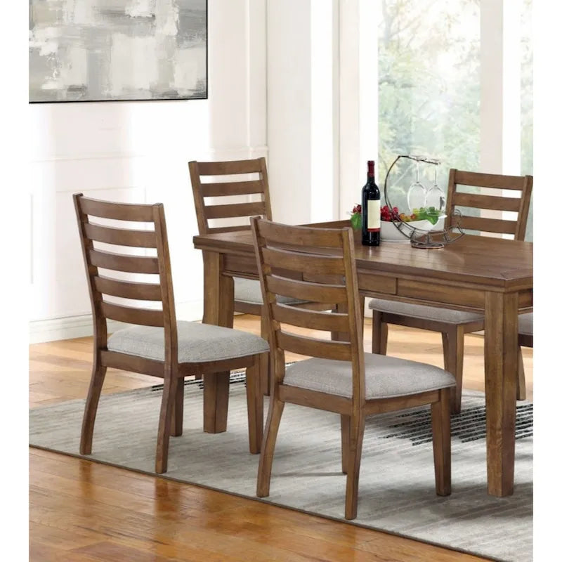 Set of 2 Walnut and Light Gray Ladder Back Side Chairs - image 5