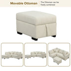 82.6" L-Shaped Sectional Sofa Bed with Pull-Out Feature, USB Ports, Power Sockets, and Movable Storage Ottoman - Bei - image 4