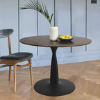 Round Walnut Finish Dining Table - image 4
