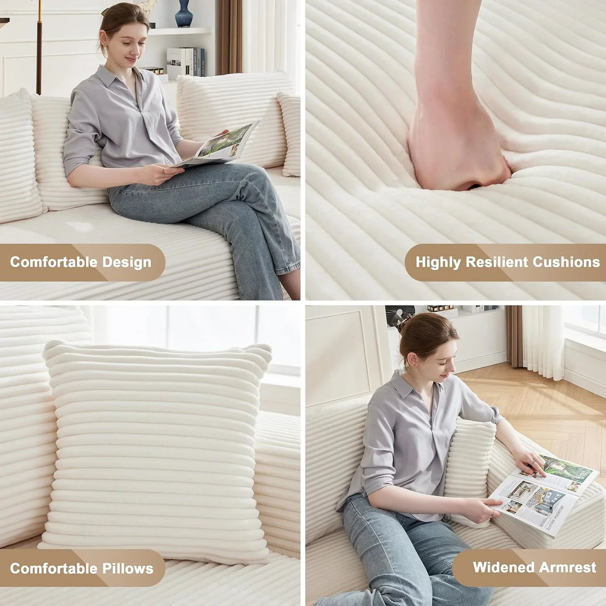 110 Cloud Sectional Couch, Boneless Sofa for Living Room Modular Sectional Sofa with Deep Seat - image 9