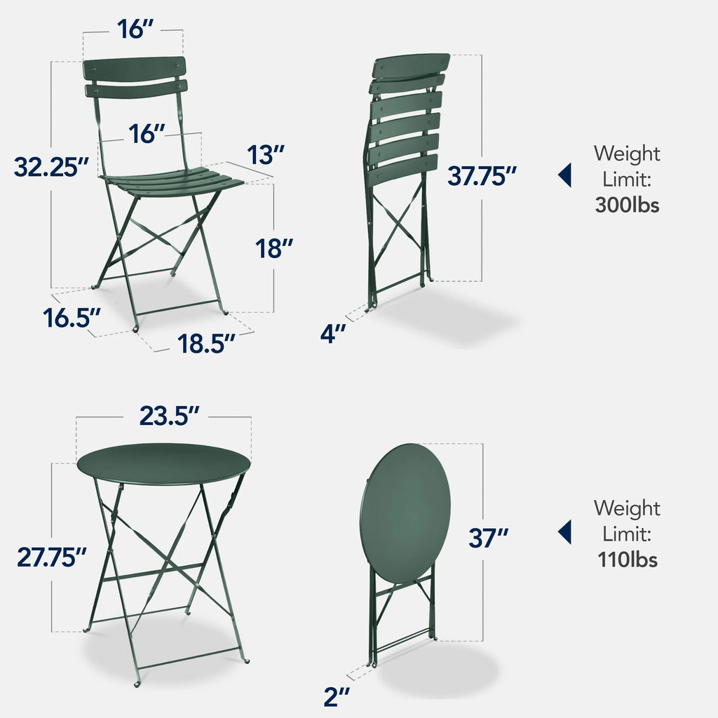 Best Choice Products 3-Piece Small Bistro Set, Folding Patio Furniture Set of 2 Chairs and Table - Black - image 157