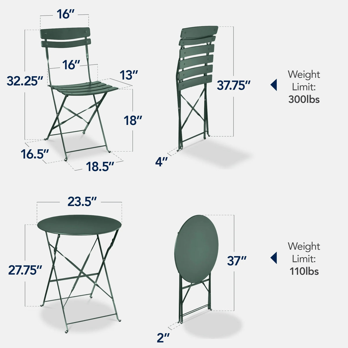 Best Choice Products 3-Piece Small Bistro Set, Folding Patio Furniture Set of 2 Chairs and Table - Black - image 157