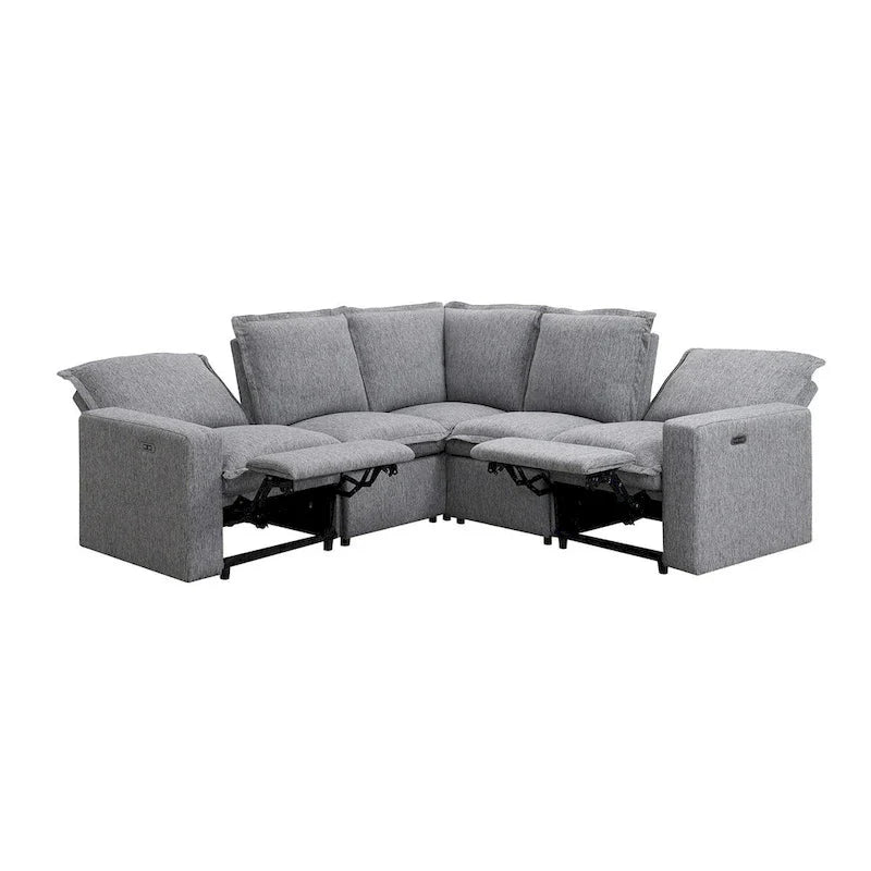 Linen Upholstered Power Recliner L-Shaped Sectional Sofa with USB Port - Soft Home Theater Seating for Living Room - image 18