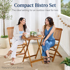 Best Choice Products 3-Piece Acacia Wood Bistro Set, Folding Patio Furniture w/ 2 Chairs, Table - Natural - image 22