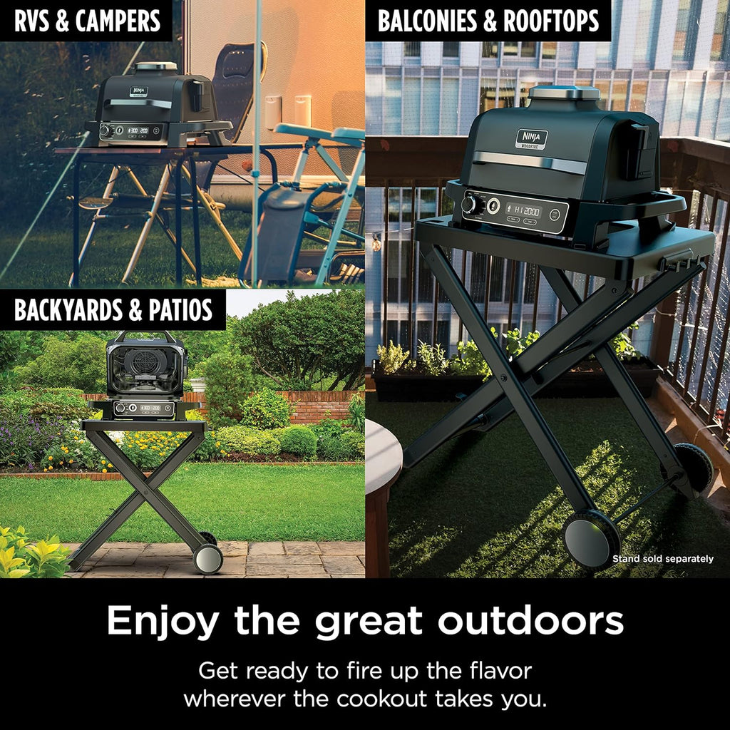7-in-1 Grill & Smoker with Thermometer, Air Fryer, BBQ, Bake, Roast, Broil - Portable Electric Outdoor Grill, Grey - image 28