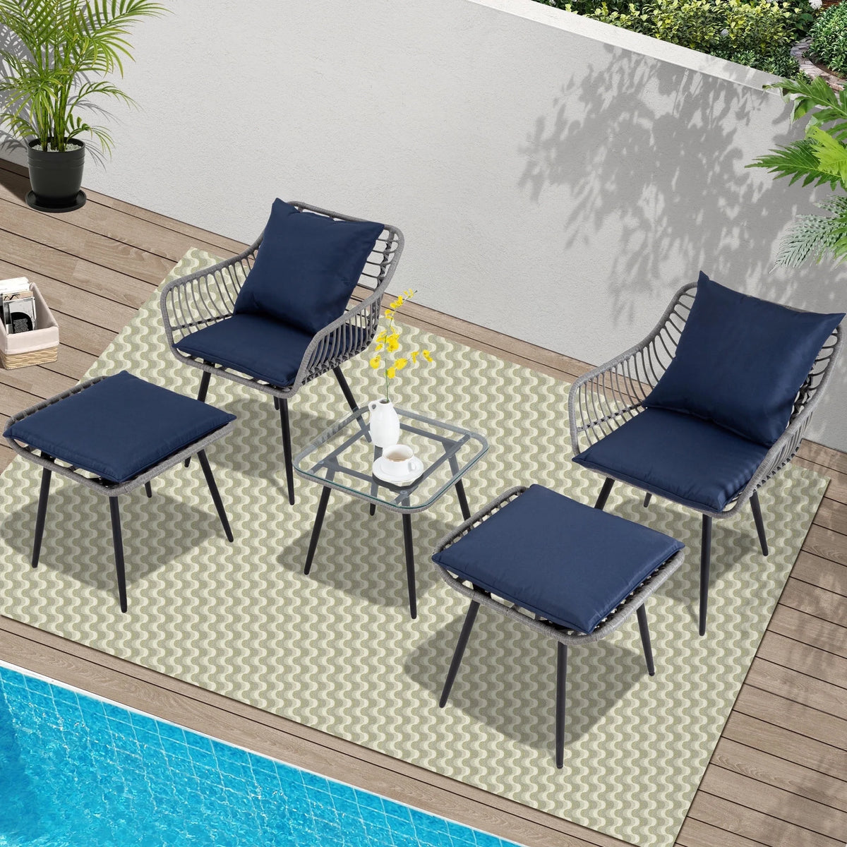 Ainfox 7 Pcs Outdoor Patio Furniture Sofa Set on Sale, Grey Rattan Grey Cushion - image 40