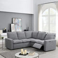 Linen Upholstered Power Recliner L-Shaped Sectional Sofa with USB Port - Soft Home Theater Seating for Living Room - image 2
