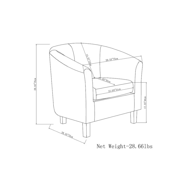 Modern Tub Accent Chair with Upholstered Seat and Wooden Legs - image 37