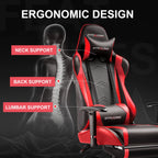 GTRACING Gaming Chair, Ergonomic Office Desk Chair with Lumbar Support, PU Leather, Footrest & Adjustable Headrest, Red - image 14