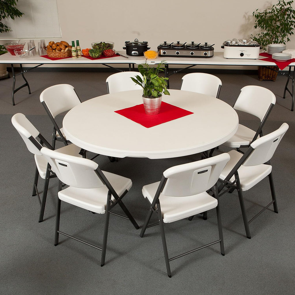 5' Round Folding Table (4 Pack), Commercial Grade, White - image 2