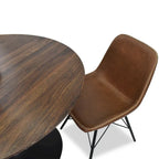 Round Walnut Finish Dining Table - image 10
