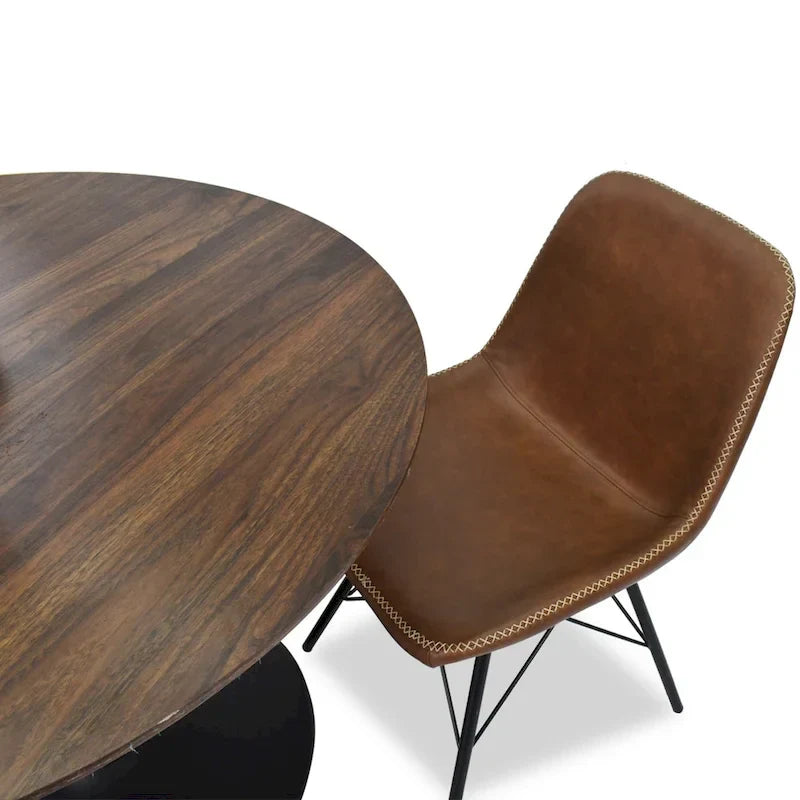 Round Walnut Finish Dining Table - image 10
