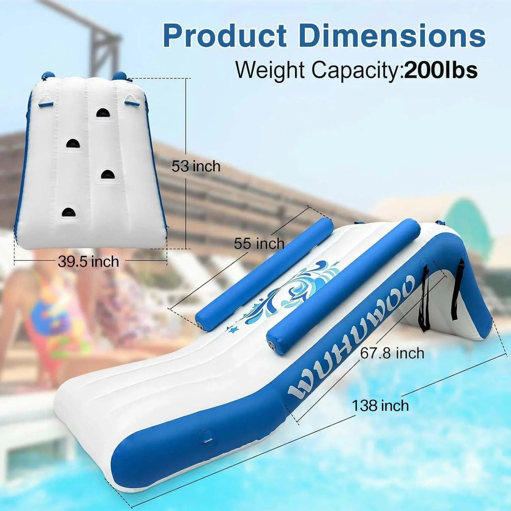 Pontoon Waterfall Slide, Inflatable Pontoon Boat Water Slide for Kids Backyard Pool Sea, Electric Air Pump & Storage Bag - image 4