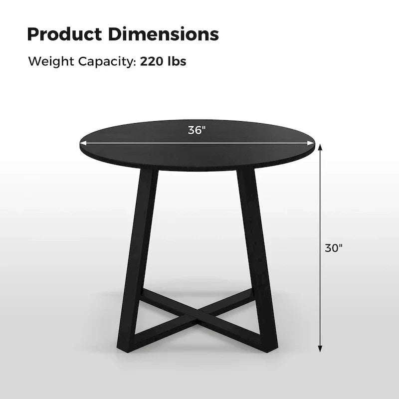 Gymax 36-Inch Round Solid Wood Dining Table for 4 with Pedestal Base - image 4