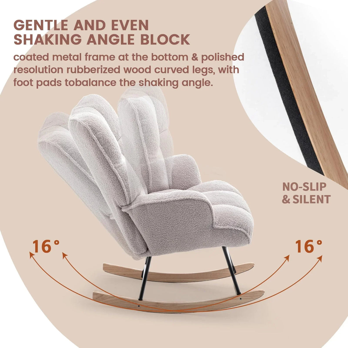 SAETSFEG Nursery Rocking Chair with High Backrest - image 5