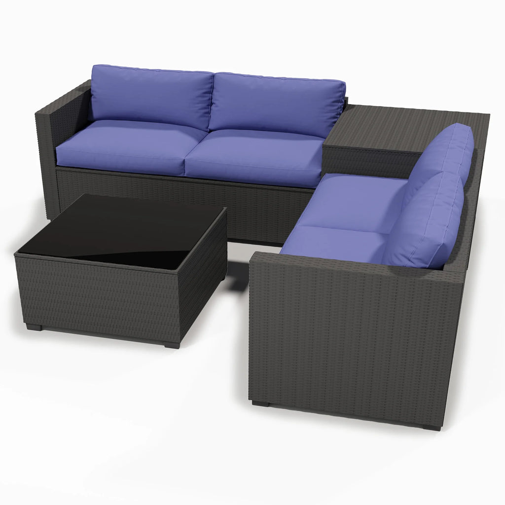 Ainfox 7 Pcs Outdoor Patio Furniture Sofa Set on Sale, Grey Rattan Grey Cushion - image 60