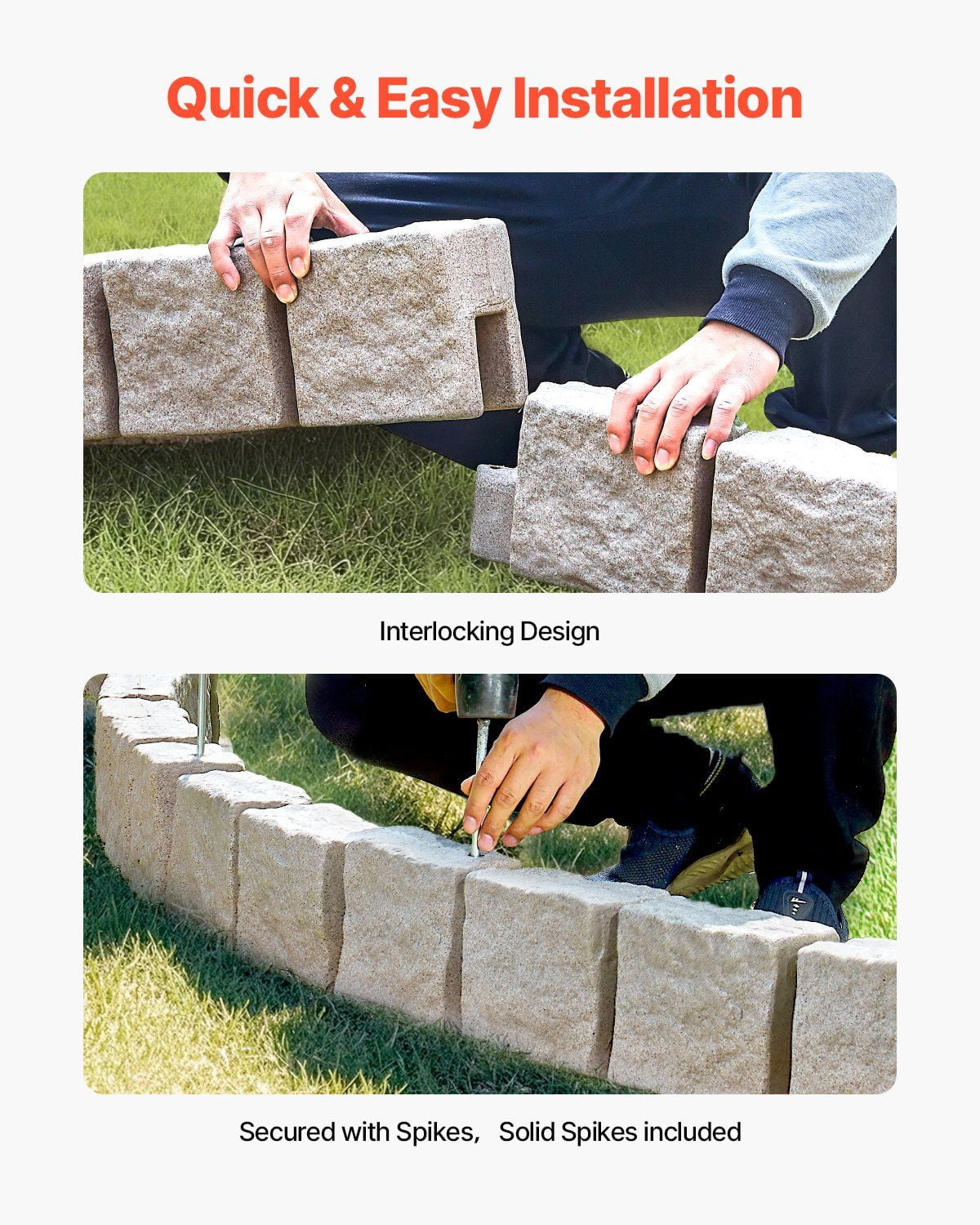 Fake Stone Landscape Edging 46.8x3.9 in Lawn Edging Border Fade - Resistant No Dig - image 5
