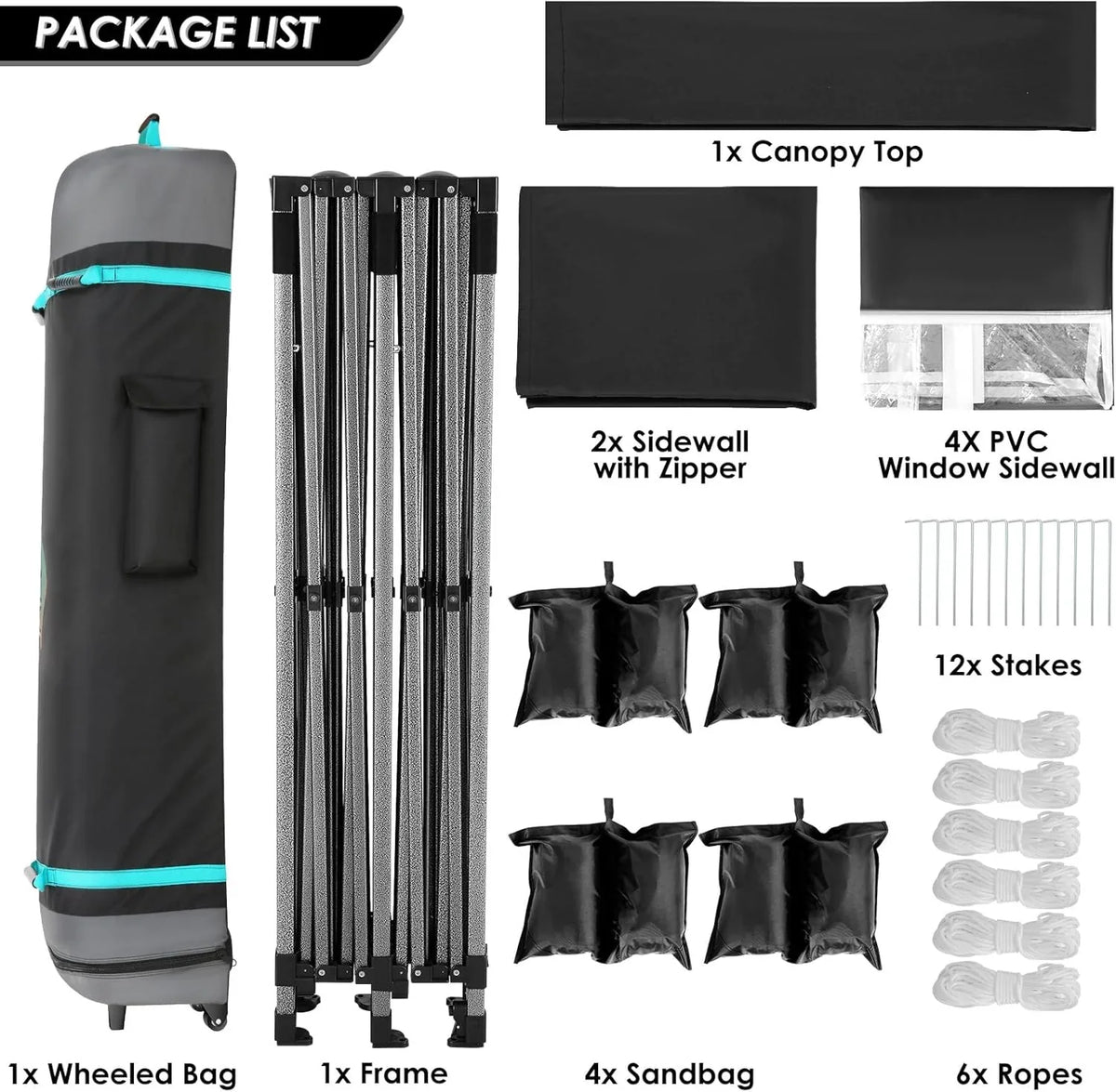 COBIZI 10x20 Heavy Duty Pop up Canopy Tent with 6 sidewalls Easy Up Commercial Outdoor Canopy Wedding Party Tents for Parties All Season Wind & Waterproof Gazebo with Roller Bag,Black(Frame Thickened) - image 45