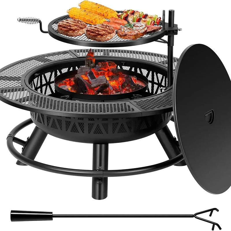 35 Inch Metal Table Cooking Grill Wood-Burning Fire Pit - image 1