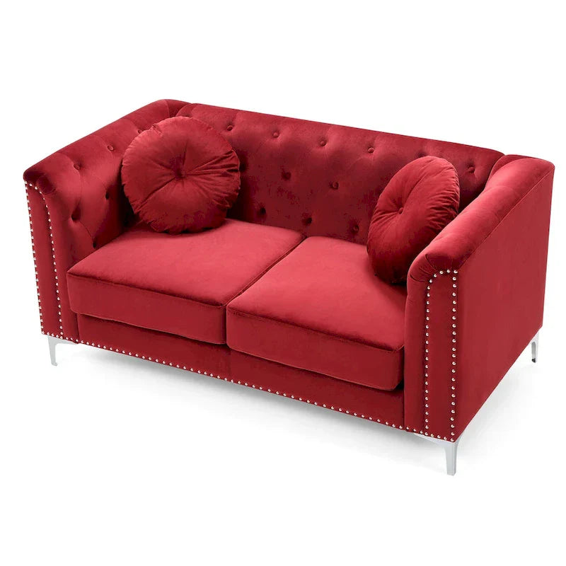 Velvet Button-Tufted Pompano Loveseat - image 20