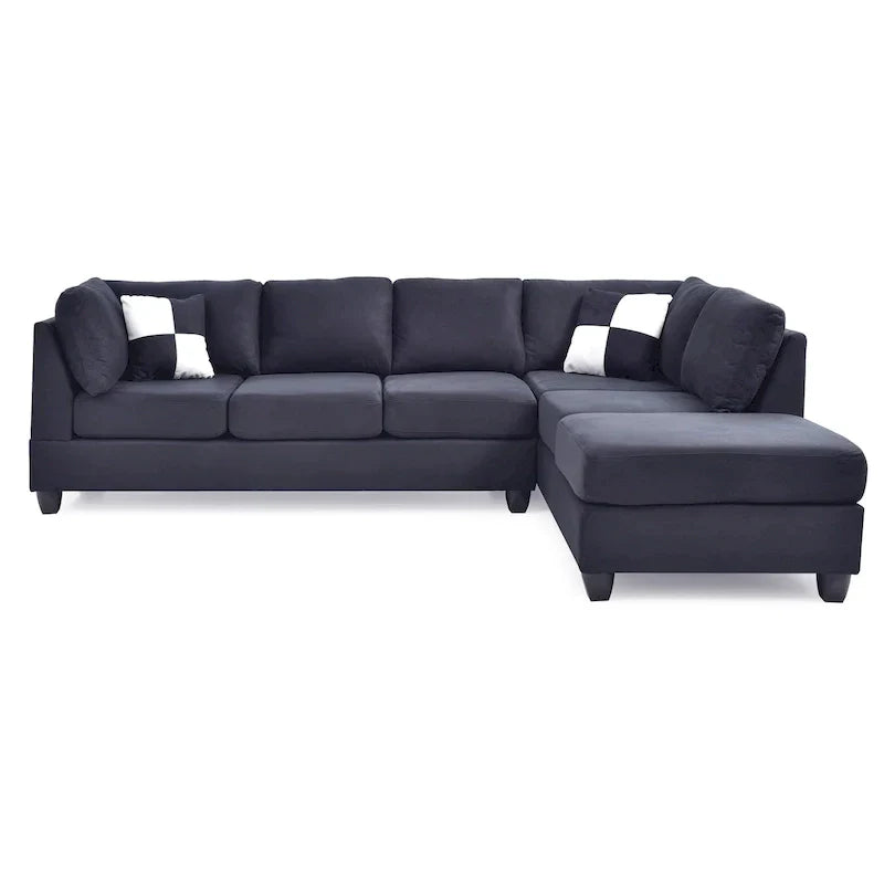 Malone 111-Inch Suede 4-Seater Sectional Sofa with Two Throw Pillows - Dimensions: 111L x 78W x 34H - image 6