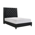 Queen Size Maze Bed with Button Tufting, Nailhead Accents, and Black Fabric Upholstery - image 1