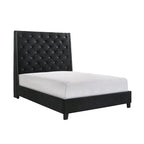 Queen Size Maze Bed with Button Tufting, Nailhead Accents, and Black Fabric Upholstery - image 1